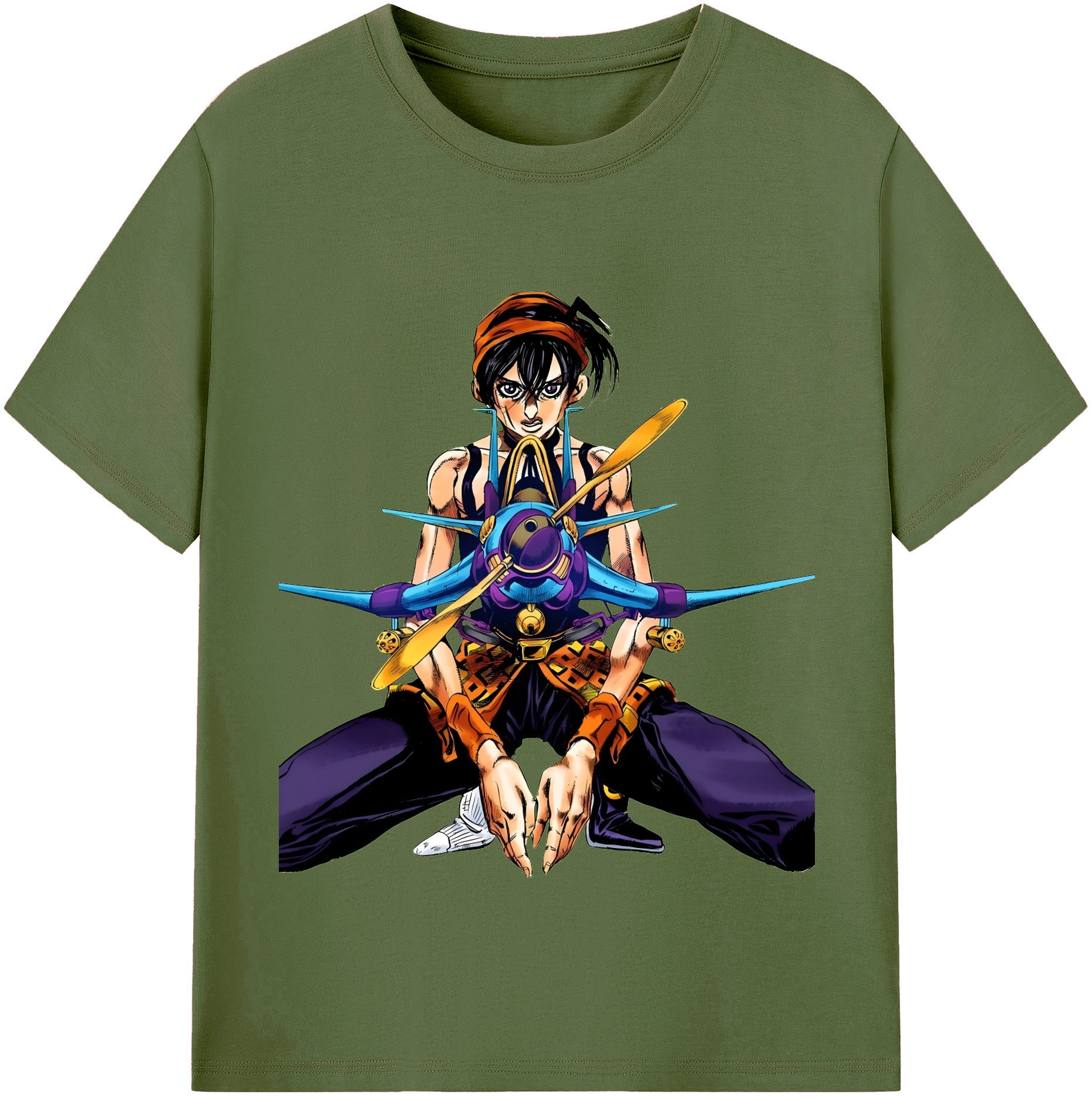 （画像用） ジョジョの奇妙な冒険 ナランチャ?ギルガ JoJo's Bizarre Adventure Narancia Ghirga 綿100％半袖Tシャツ（フロントプリント）